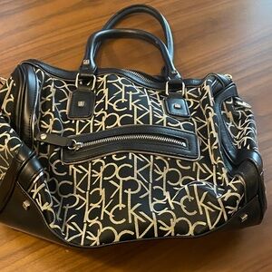 Calvin Klein Monogram Black and Tan Duffel Bag
